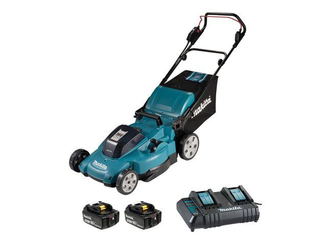 Газонокосилка аккумуляторная MAKITA DLM538CT2 (18.0 В, 2 акк., 5.0 А/ч, Li-Ion, шир. 500 мм, выс. 20-100 мм, - фото 1 - id-p225410260