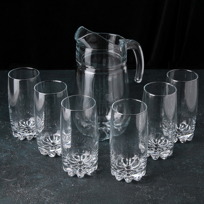 Набор питьевой стеклянный Sylvana, графин 1,35 л, стаканы 385 мл, 6 шт - фото 1 - id-p225410588