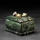Шкатулка "Урал" прямоугольная, змеевик, с декоративным камнем, 7,5х5,5х5,5 см, фото 5