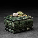 Шкатулка "Урал" прямоугольная, змеевик, с декоративным камнем, 7,5х5,5х5,5 см, фото 6