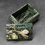 Шкатулка "Урал" прямоугольная, змеевик, с декоративным камнем, 7,5х5,5х5,5 см, фото 8