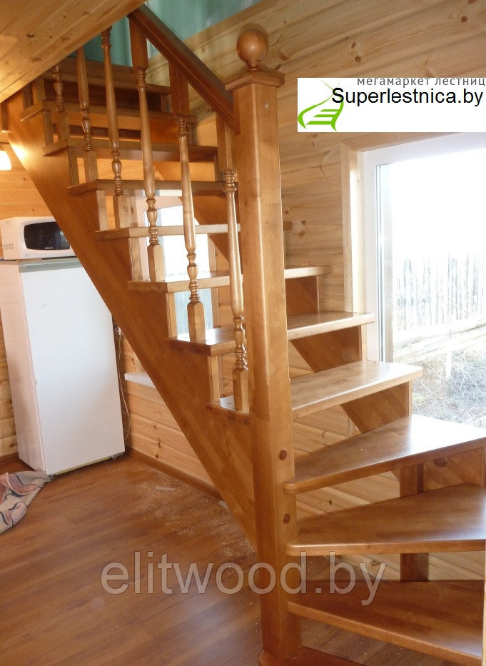 Лестница в деревянном доме ВК-001 - фото 1 - id-p32815209