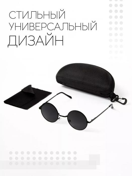 Солнцезащитные очки круглые мужские женские черные солнечные модные стильные от солнца - фото 3 - id-p225410936