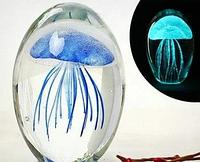 Медуза в стекле с подсветкой голубая