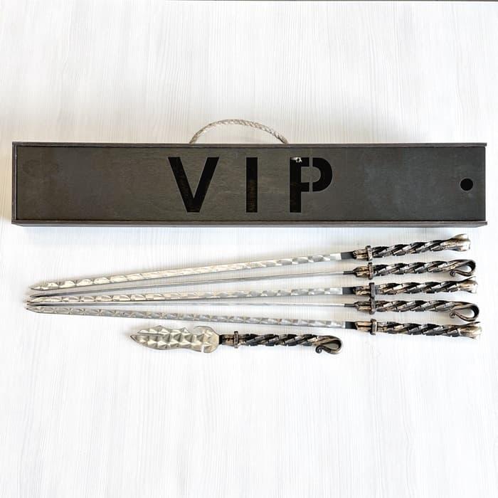 Набор кованых шампуров в кейсе «VIP» + нож - фото 2 - id-p225410659