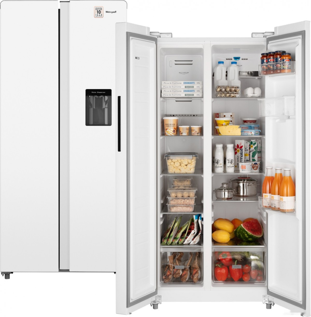 Холодильник side by side Weissgauff WSBS 600 W NoFrost Inverter Water Dispenser - фото 1 - id-p225412900