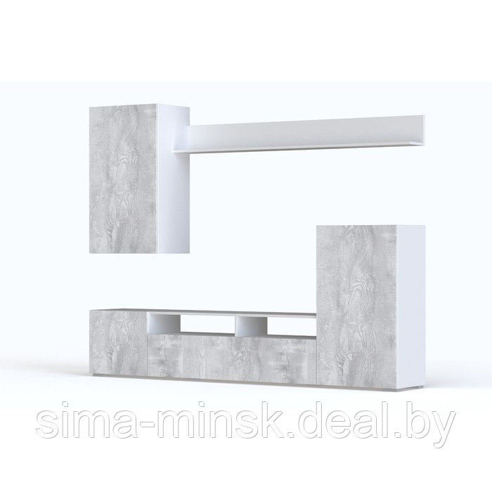 Гостиная «Стиль 2», 2130×350×1700 мм, цвет белый / пайн бетон светлый - фото 2 - id-p225413690