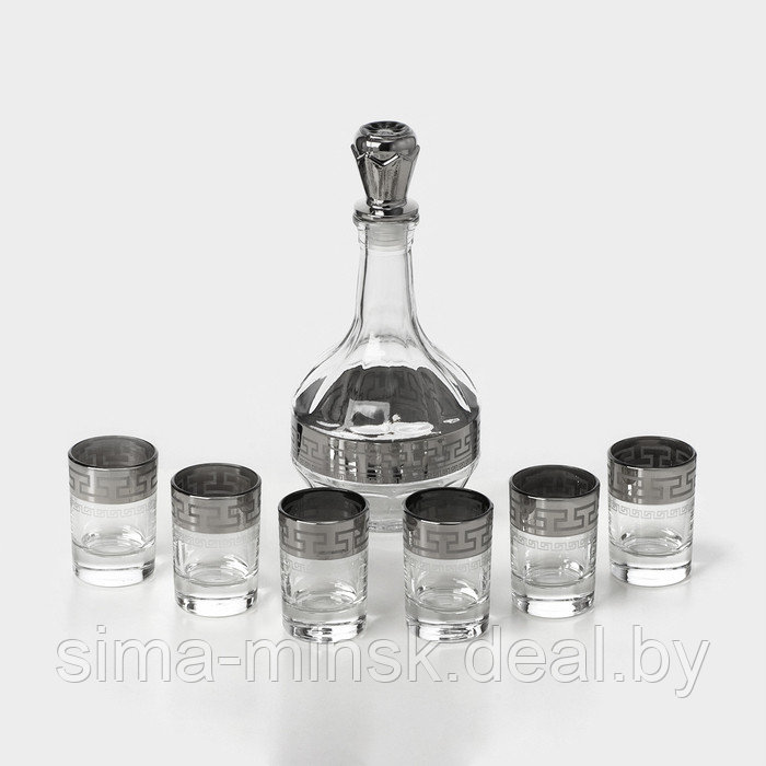 Набор питьевой "Неро"(графин 500мл, стопка 50мл 6шт)с гравировкой и напылением,цвет серебро - фото 1 - id-p225413904