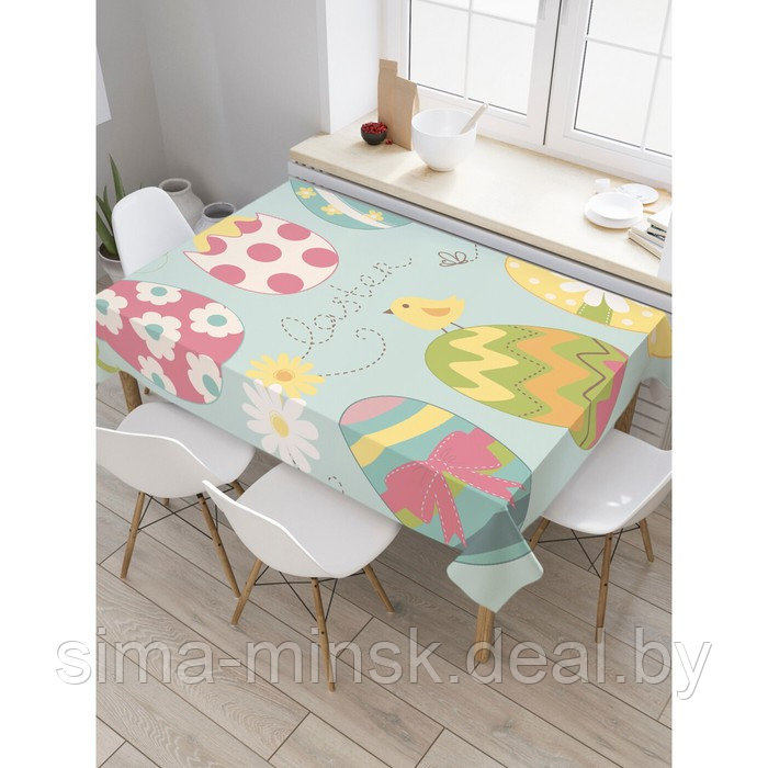 Скатерть на стол с рисунком «Разукрашенные пасхальные яйца», размер 145x180 см - фото 1 - id-p225414234