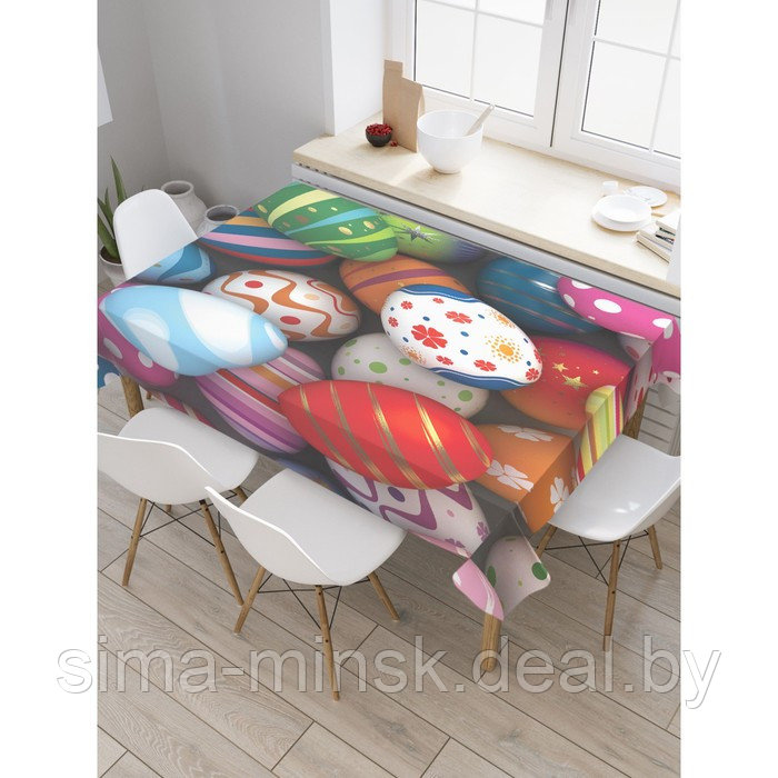 Скатерть на стол с рисунком «Пасхальные яйца», размер 145x180 см - фото 1 - id-p225414242