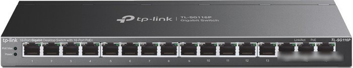 Неуправляемый коммутатор TP-Link TL-SG116P - фото 1 - id-p225413929