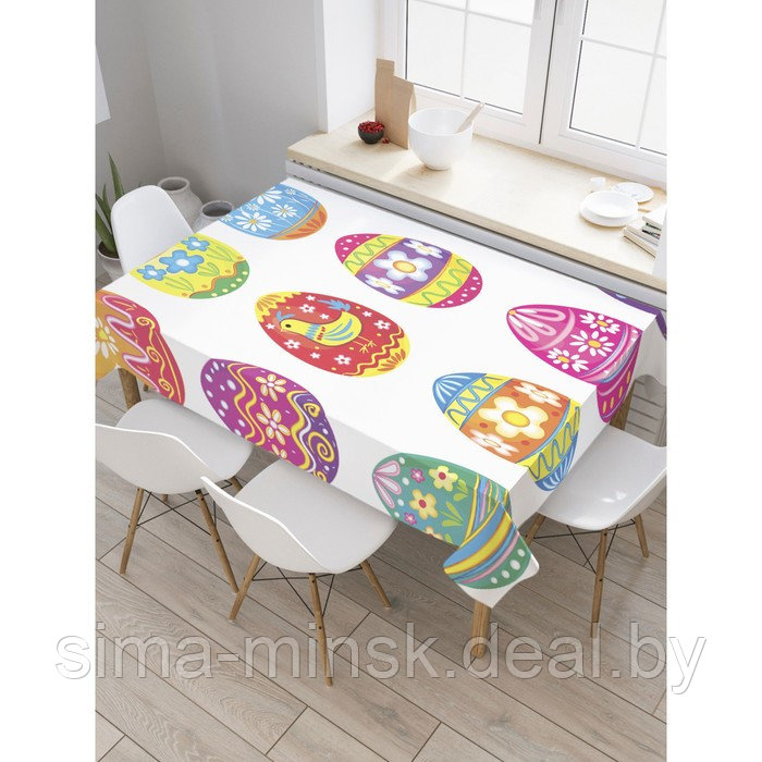 Скатерть на стол с рисунком «Раскраска пасхальных яиц», размер 120x145 см - фото 1 - id-p225414198