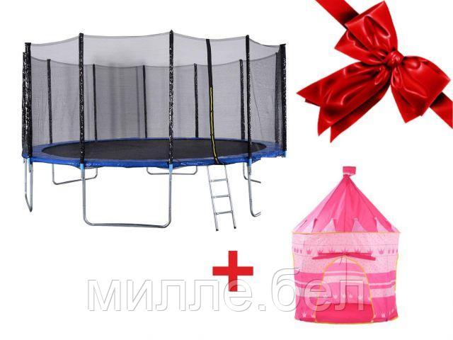 Батут с защитной сеткой и лестницей, 488х85 см + Домик- палатка игровая детская, Замок, ARIZONE