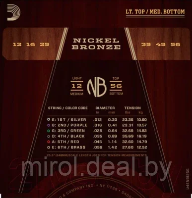 Струны для акустической гитары D'Addario NB1256 - фото 3 - id-p225415475