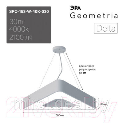 Потолочный светильник ЭРА Delta SPO-153-W-40K-030 / Б0058872 - фото 2 - id-p225421233