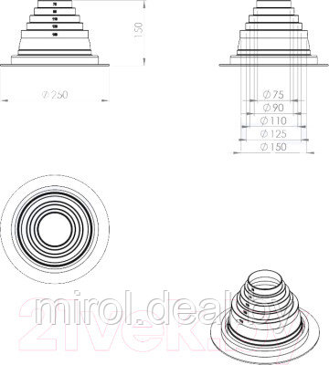 Проходка кровельная Vilpe Roofseal-2 75-150 / 71702 - фото 3 - id-p225421286