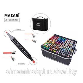 Маркеры для скетчинга двусторонние Mazari Fantasia, 204 цвета (2 маркера-блендера)