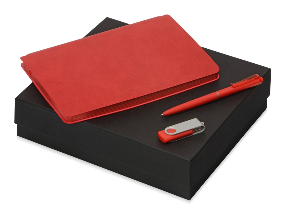 Подарочный набор «Notepeno» с блокнотом А5, флешкой и ручкой Красный