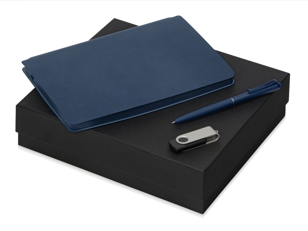 Подарочный набор «Notepeno» с блокнотом А5, флешкой и ручкой Темно-синий