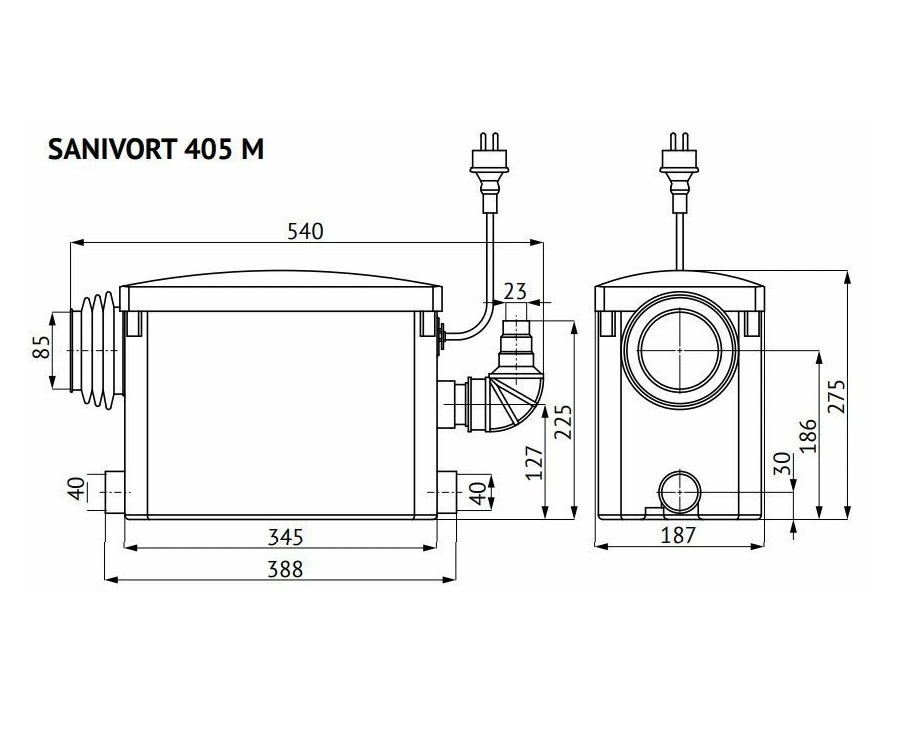 Канализационная насосная станция UNIPUMP Sanivort 405 M - фото 3 - id-p69144186