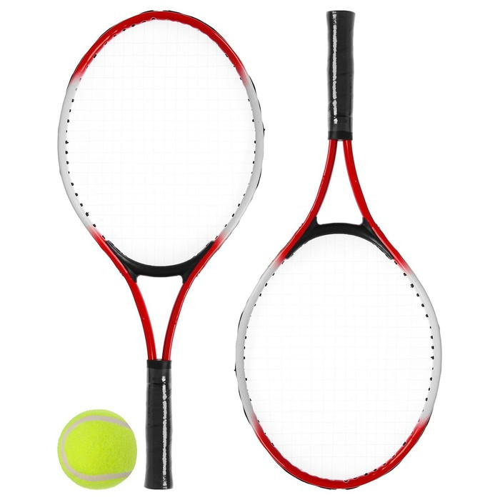 Ракетки для большого тенниса ONLYTOP, детские, с мячом, набор 2 шт., цвет красный - фото 1 - id-p225423977