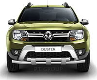 Защита PT Group переднего бампера двойная с пластинами d63/63 (НПС) для Renault Duster 2012-2020.