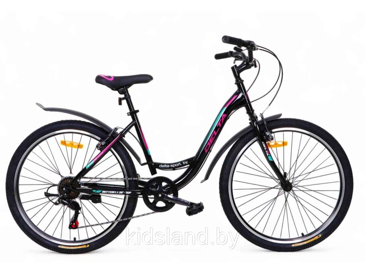 Велосипед DELTA Butterfly 26 (р16, черный/розовый, 2024) - фото 1 - id-p225426768