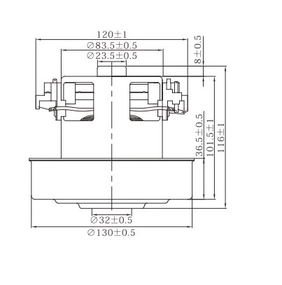 Двигатель для пылесоса 2000W 220V, VC070832AG TITAN - фото 3 - id-p225427065