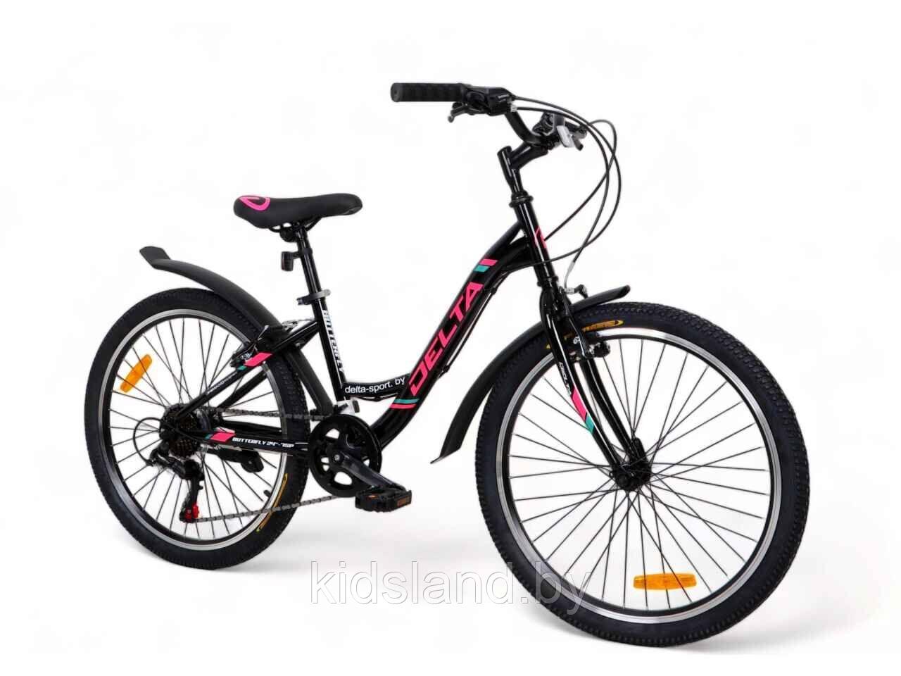 Велосипед DELTA Butterfly 24 для подростков (13, черный/розовый, 2024) - фото 2 - id-p225426862