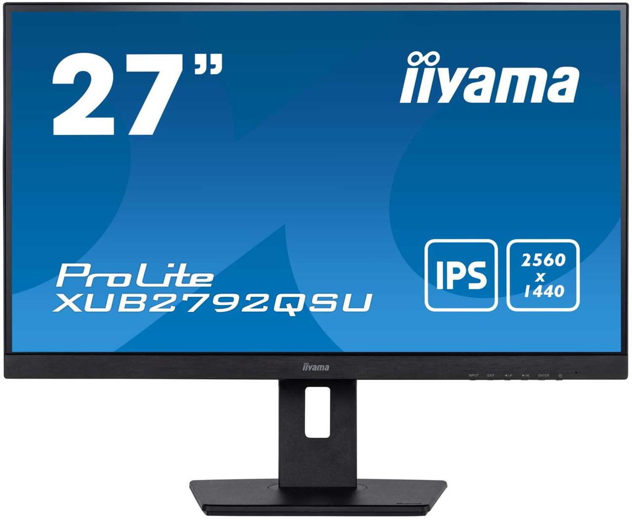 Монитор Iiyama 27" XUB2792QSU-B5 черный IPS LED 5ms 16:9 DVI HDMI M/M матовая HAS Piv 1000:1 350cd 178гр/178гр