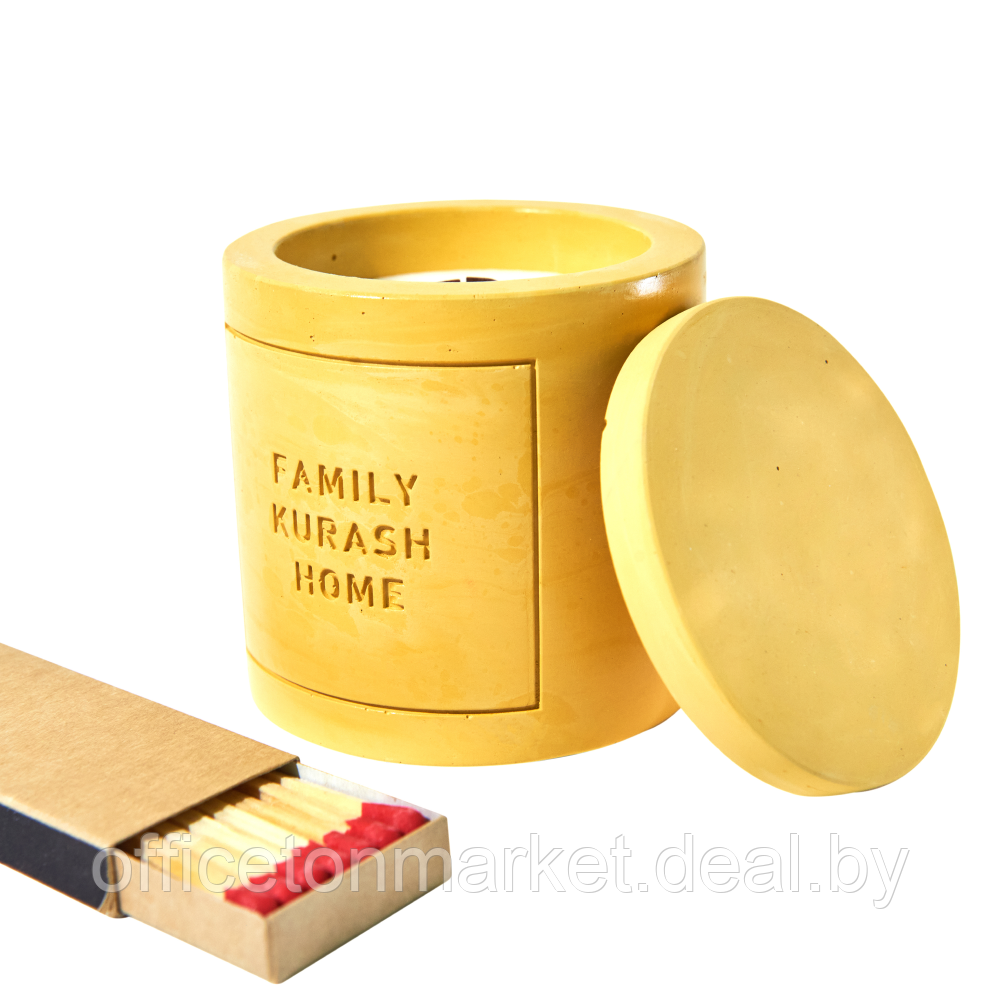 Свеча декоративная со спичками "Family Kurash Home Круг", ароматизированная, желтый - фото 3 - id-p225426105