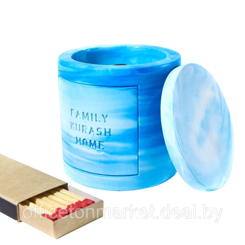 Свеча декоративная со спичками "Family Kurash Home Круг", ароматизированная, голубой - фото 3 - id-p225426107