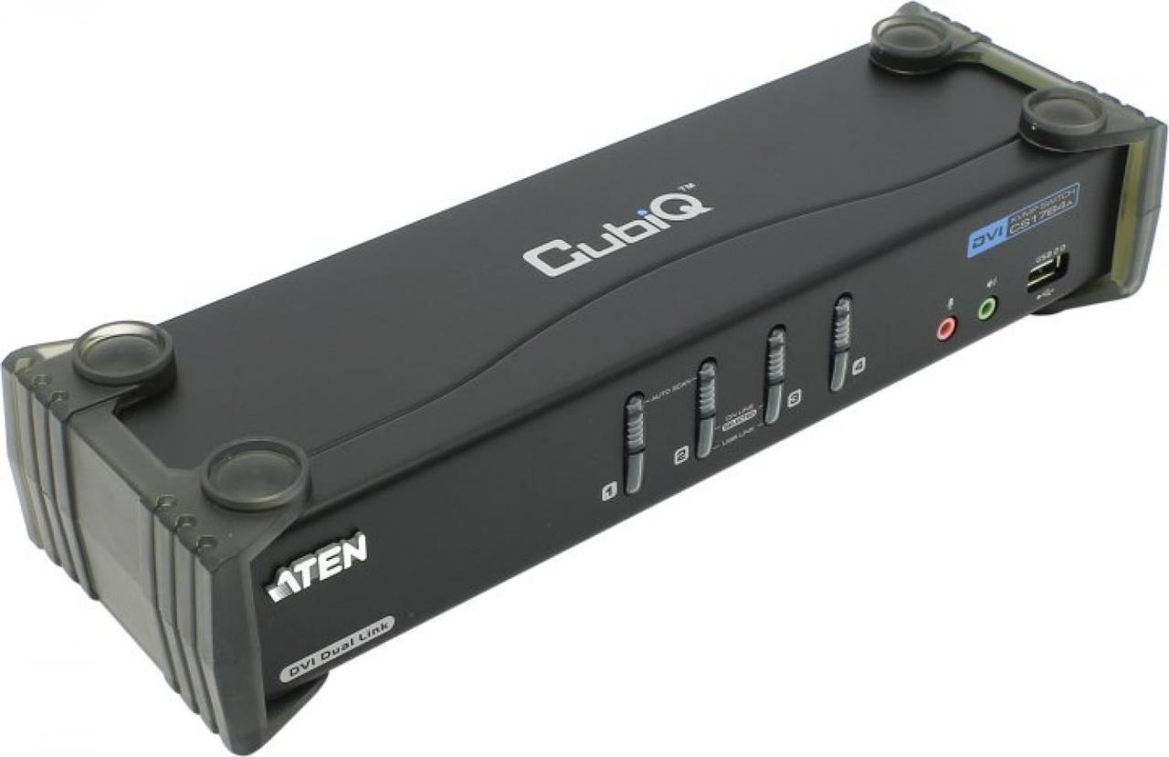 Переключатель, электрон., KVM+Audio+USB 2.0, 1 user USB+DVI 4 cpu USB+DVI, со шнурами USB 4х1.8м., 2560x1600 - фото 1 - id-p225427309