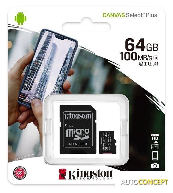 Карта памяти Kingston Canvas Select Plus microSDXC 64GB (с адаптером) - фото 3 - id-p213197446