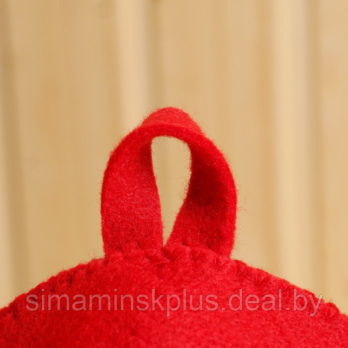 Набор банный подарочный "Зимушка" ( коврик, рукавица, шапка), войлок, красная - фото 3 - id-p225429128