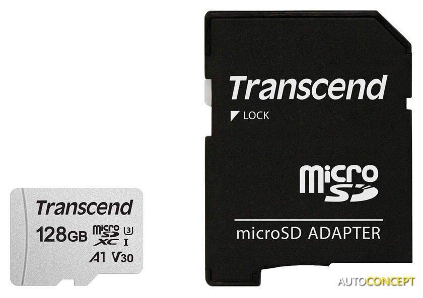 Карта памяти Transcend microSDXC 300S 128GB + адаптер - фото 1 - id-p213197451