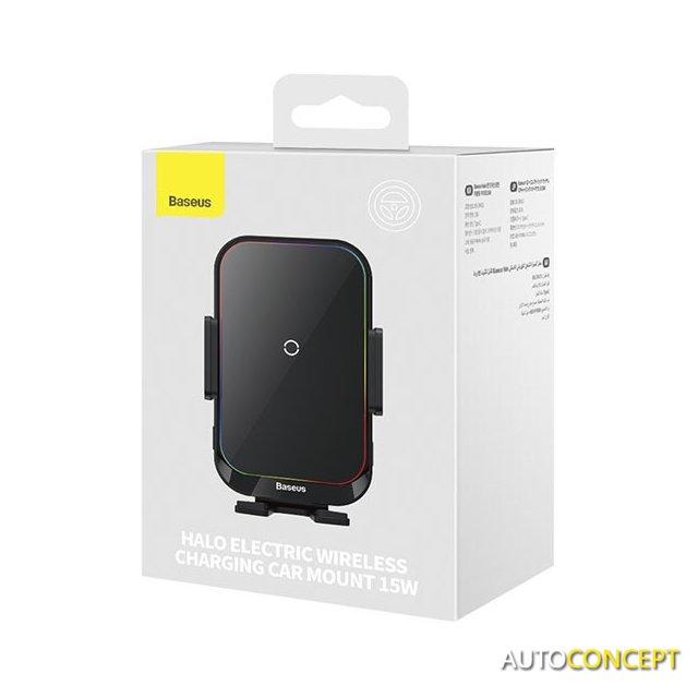 Держатель для смартфона Baseus Halo Electric Wireless Charging Car Mount 15W SUDD000001 (черный) - фото 4 - id-p213198189