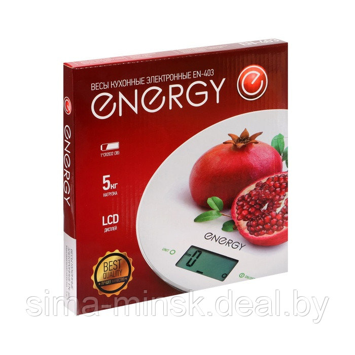 Весы кухонные ENERGY EN-403, электронные, до 5 кг, автоотключение, рисунок "Гранат" - фото 8 - id-p225429323