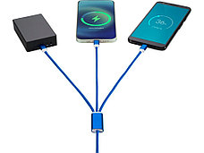 Универсальный зарядный кабель 3-в-1 с двойным входом, синий, фото 3