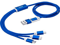 Универсальный зарядный кабель 3-в-1 с двойным входом, синий, фото 3