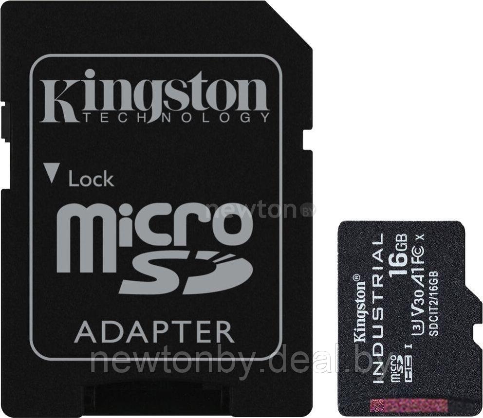 Карта памяти Kingston Industrial microSDHC SDCIT2/16GB 16GB (с адаптером) - фото 1 - id-p225432838