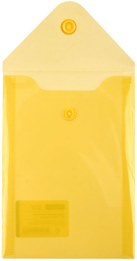 Папка-конверт пластиковая на кнопке OfficeSpace А6 толщина пластика 0,15 мм, желтая - фото 1 - id-p225433612