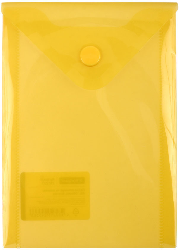 Папка-конверт пластиковая на кнопке OfficeSpace А6 толщина пластика 0,15 мм, желтая - фото 3 - id-p225433612