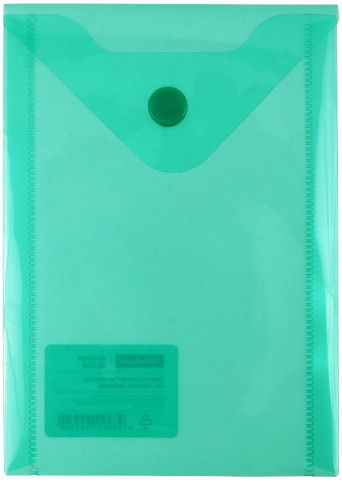 Папка-конверт пластиковая на кнопке OfficeSpace А6 толщина пластика 0,15 мм, зеленая - фото 2 - id-p225433613