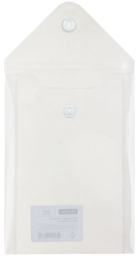 Папка-конверт пластиковая на кнопке OfficeSpace А6 толщина пластика 0,15 мм, прозрачная - фото 1 - id-p225433614