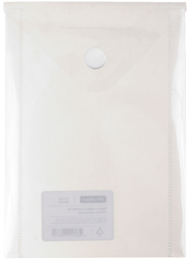Папка-конверт пластиковая на кнопке OfficeSpace А6 толщина пластика 0,15 мм, прозрачная - фото 3 - id-p225433614