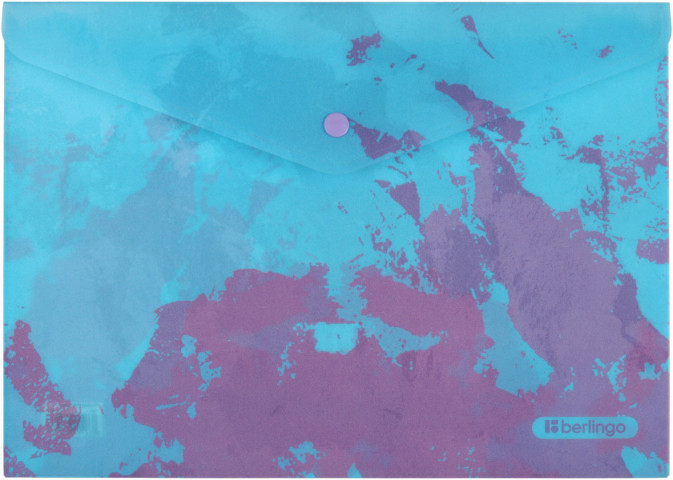 Папка-конверт пластиковая на кнопке Berlingo Haze А4+ толщина пластика 0,18 мм, голубая/сиреневая - фото 2 - id-p225433687