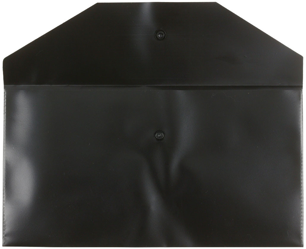 Папка-конверт пластиковая на кнопке «Стамм» С6+ толщина пластика 0,15 мм, черная - фото 1 - id-p225433693