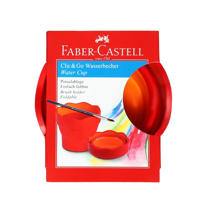 Стакан для рисования Faber-Castell CLIC&GO складной, резиновый, розовый, 350 мл - фото 3 - id-p225434100