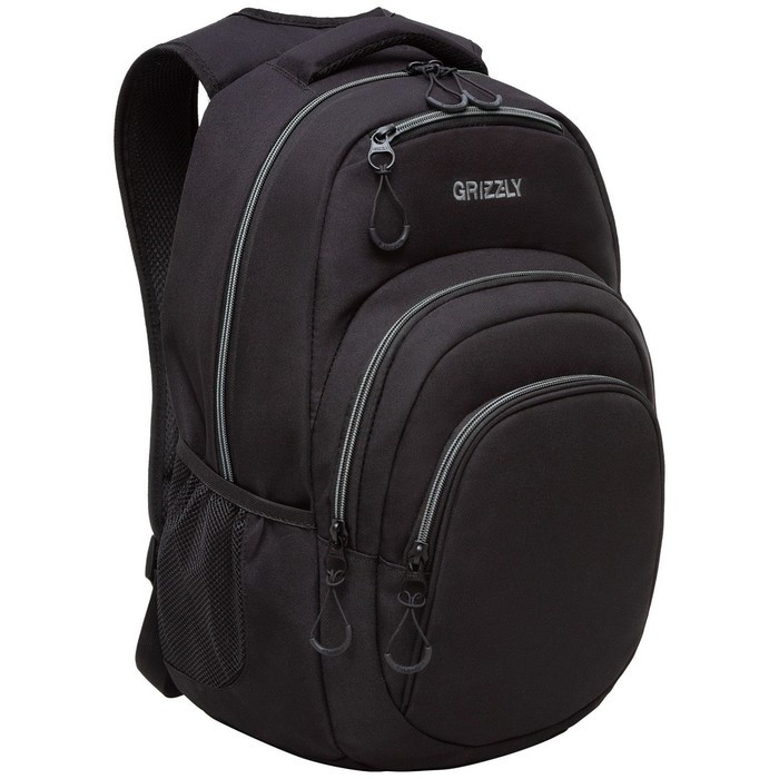 Рюкзак молодёжный 48 х 33 х 21 см, Grizzly, эргономичная спинка, отделение для ноутбука, чёрный/серый - фото 1 - id-p225434123